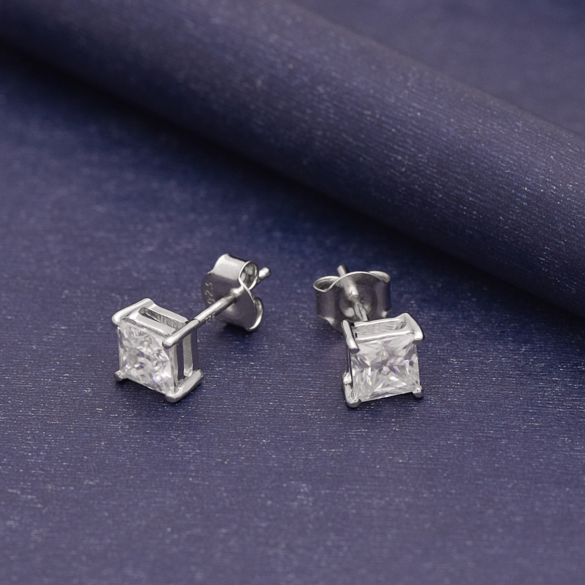 thumbnail video image 2 of 1.50 Carat Moissanite Diamond 925 Sterling Silver Solitaire Women Mother's Day Gift Earring, 2 of 8