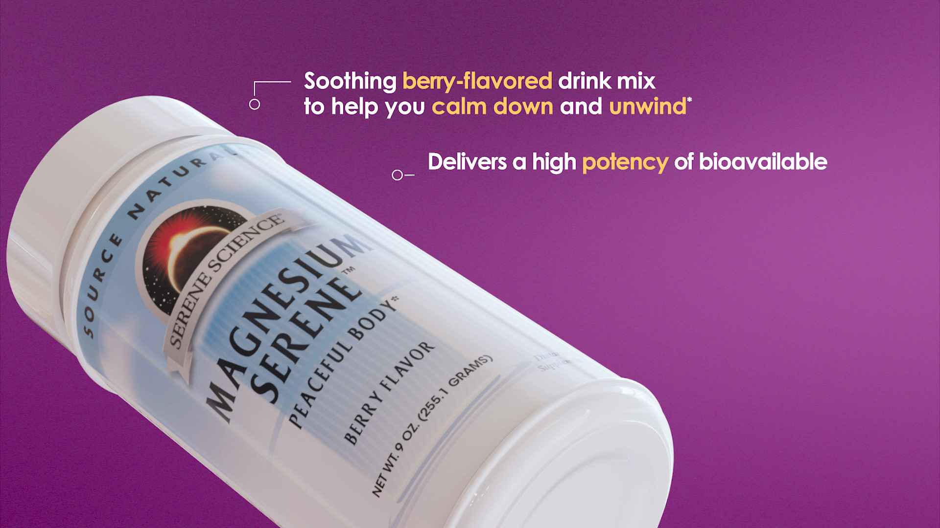 thumbnail video image 2 of Source Naturals Serene Science Magnesium Serene, Peaceful Body, Berry Flavored, 5 Ounces, 2 of 7