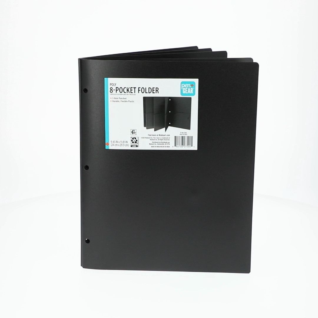 Pen+Gear 8-Pocket Poly Folder, 9.45