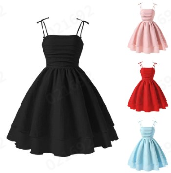 thumbnail video image 2 of TSADFHJI Summer Girls Solid Color Dress With Bow Knot Sweet Sleeveless for Kids 9 Years Black, 2 of 10
