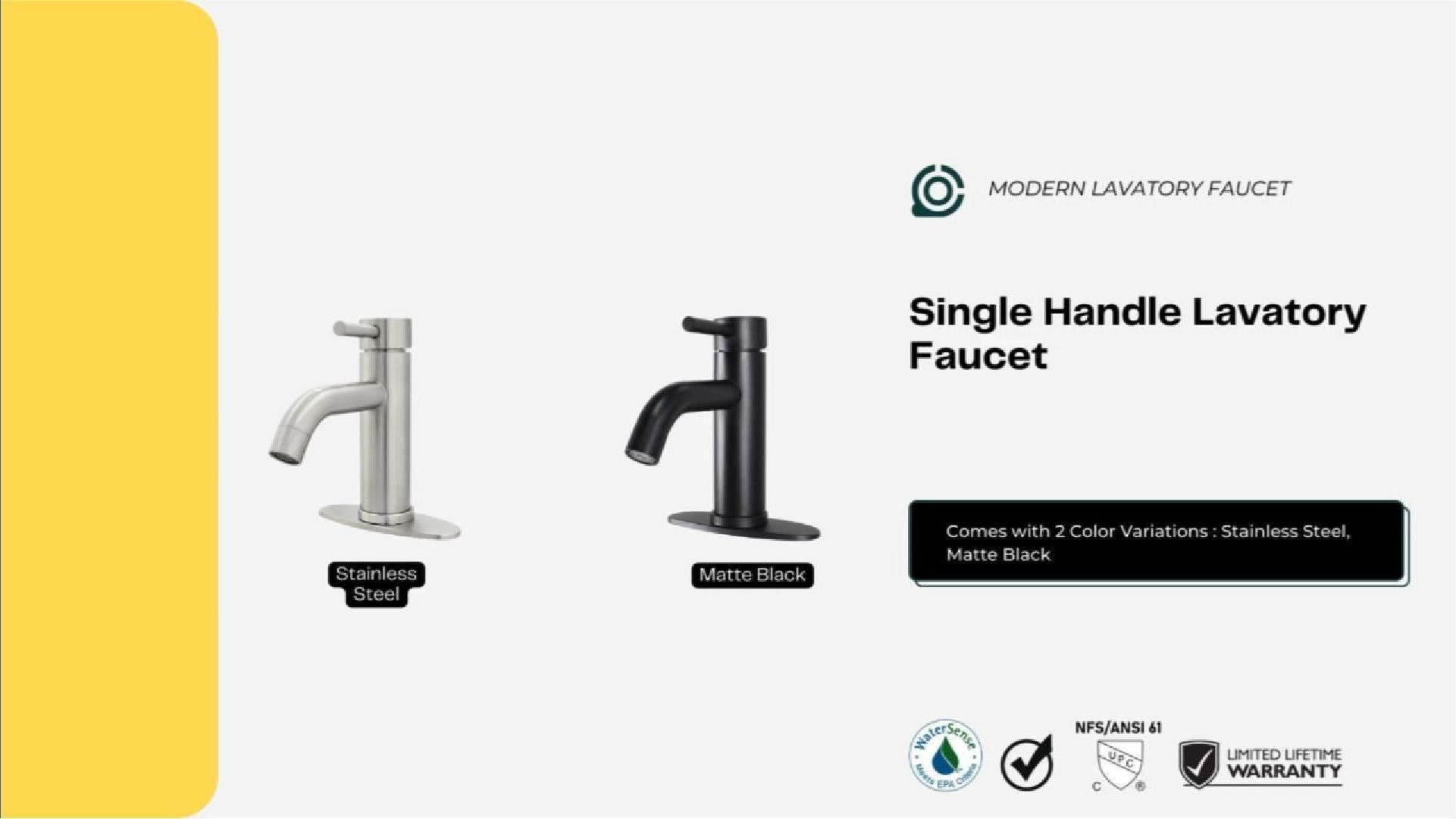 thumbnail video image 2 of WMF-4316SS-S - Stainless Steel 4" Single Handle Lavatory Faucet, Bathroom Sink Faucet with Pop Up and Deck Plate, Brushed Nickel Finish, 2 of 15