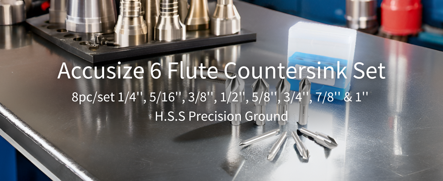 thumbnail video image 2 of Accusize 82 Deg 6 Flute HSS Machine Countersinks, 8 Pc Set, 0206-1018, 2 of 14