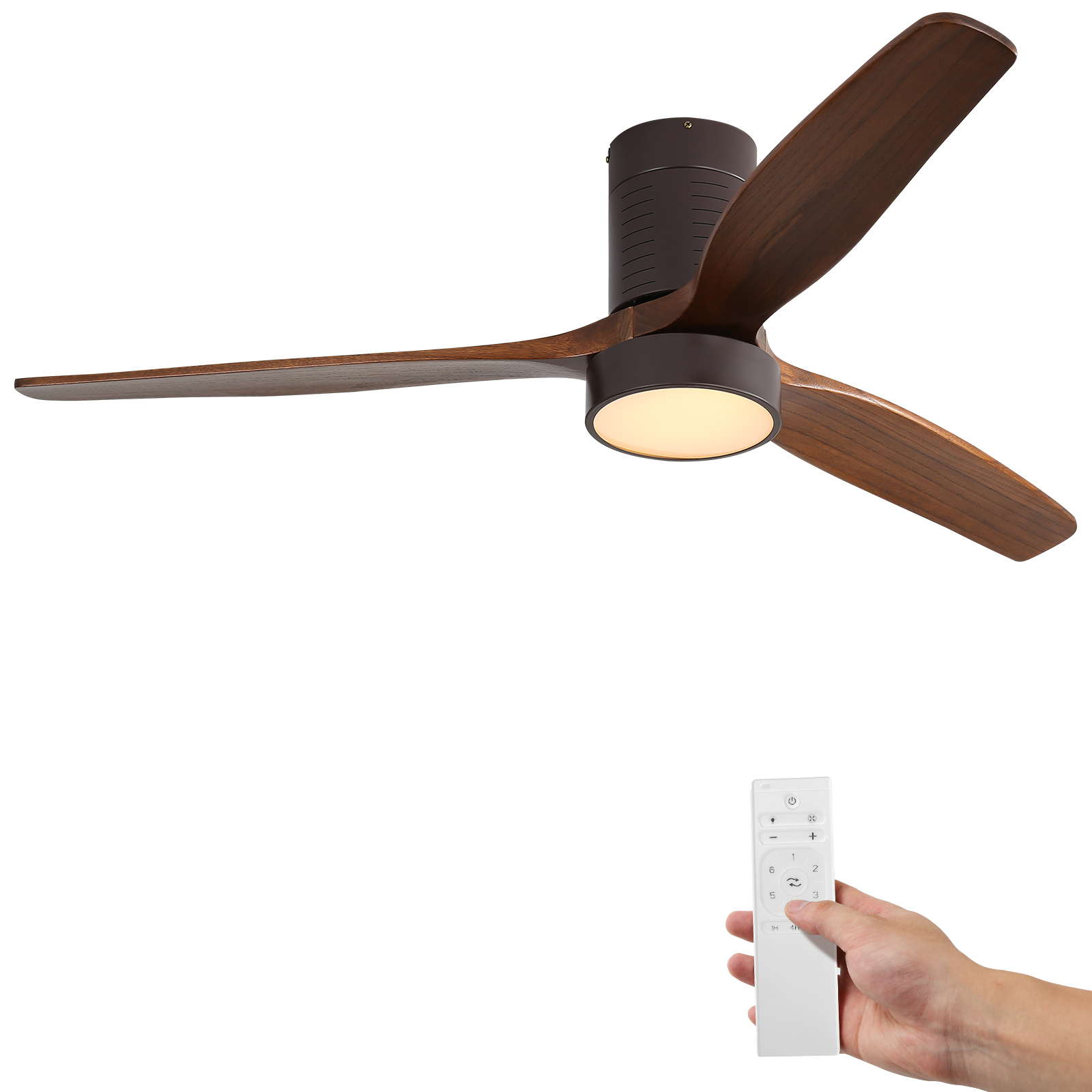 thumbnail video image 2 of Sofucor 52" Flush Mount Ceiling Fan with Light and Remote Control, 3 Blades W/ Reverse Airflow, Bronze, 2 of 14