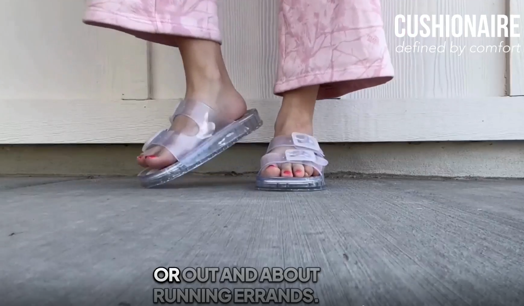 thumbnail video image 2 of Cushionaire Pool Slides For Women Waterproof Double Buckle Adjustable Slip-On Womens Sandals For Beach Shower Casual Wear, 2 of 39