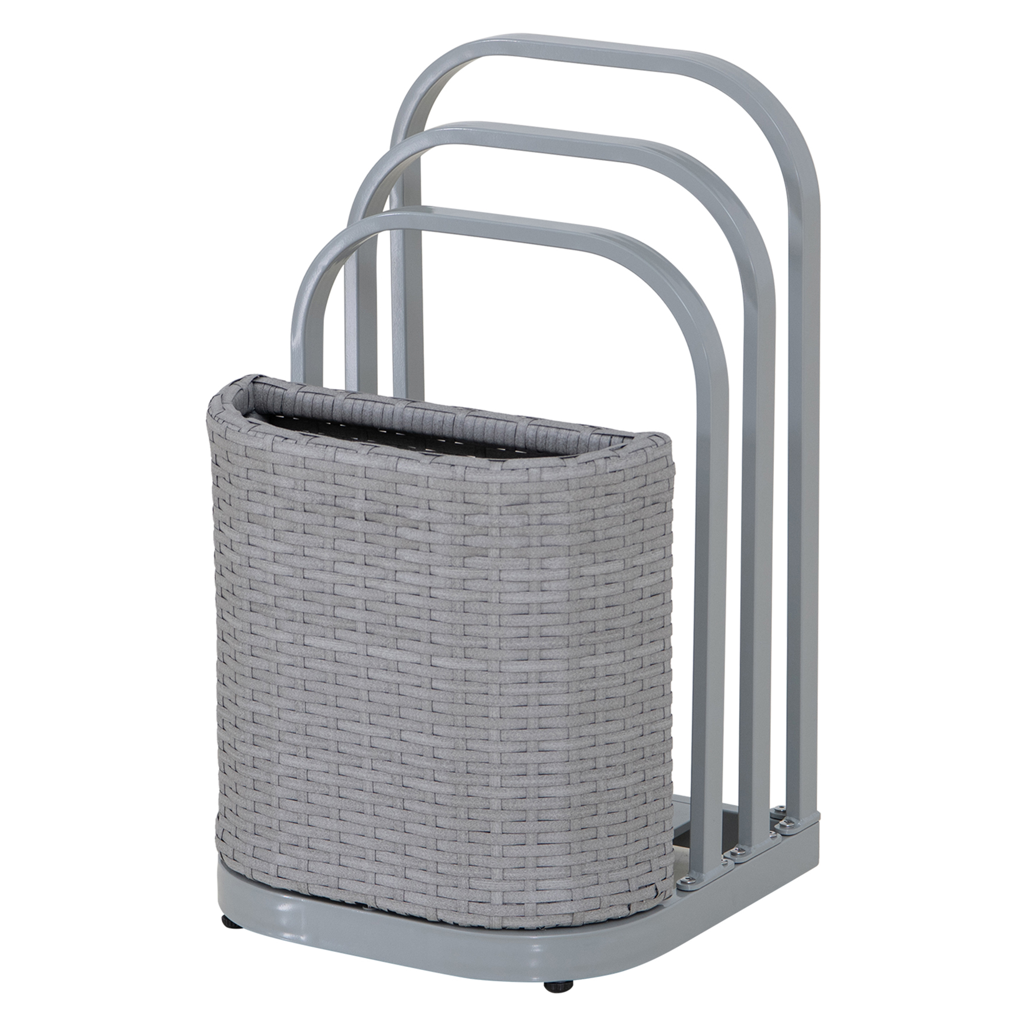 thumbnail video image 2 of SUNJOY Aluminum Pool Float Storage Rack, 16-Inch Outdoor Wicker Poolside Float Organizer, Pool Float Caddy for Cushions, Floaties, Noodles, Pool Toys, Grey, 2 of 10