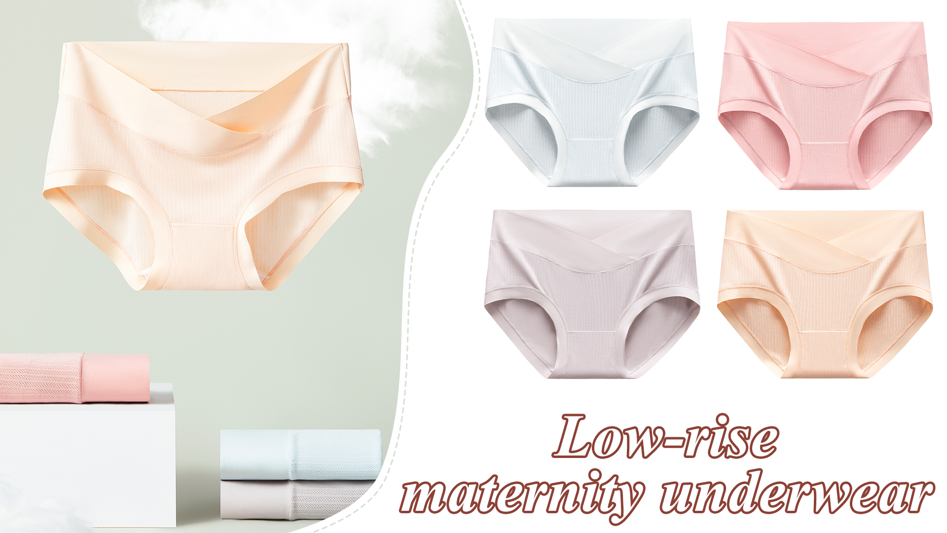 thumbnail video image 2 of Happy Cherry Women's Maternity Underwear Plus Size Pregnancy Panties Seamless Maternity Underwear Under Bump Postpartum Underwear Modal Briefs Low Rise Underpants Hipster Panty 3Pack L, 2 of 7