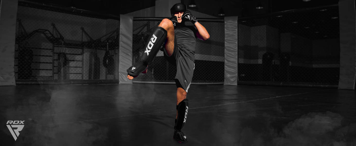 thumbnail video image 2 of RDX Shin Guards Kickboxing Muay Thai, SATRA SMMAF Approved, Premium Maya Hide Leather, Leg Instep Protection Pads, MMA Martial Arts Kicking Sparring Training Gear, BJJ Karate Boxing Taekwondo, Black, 2 of 10