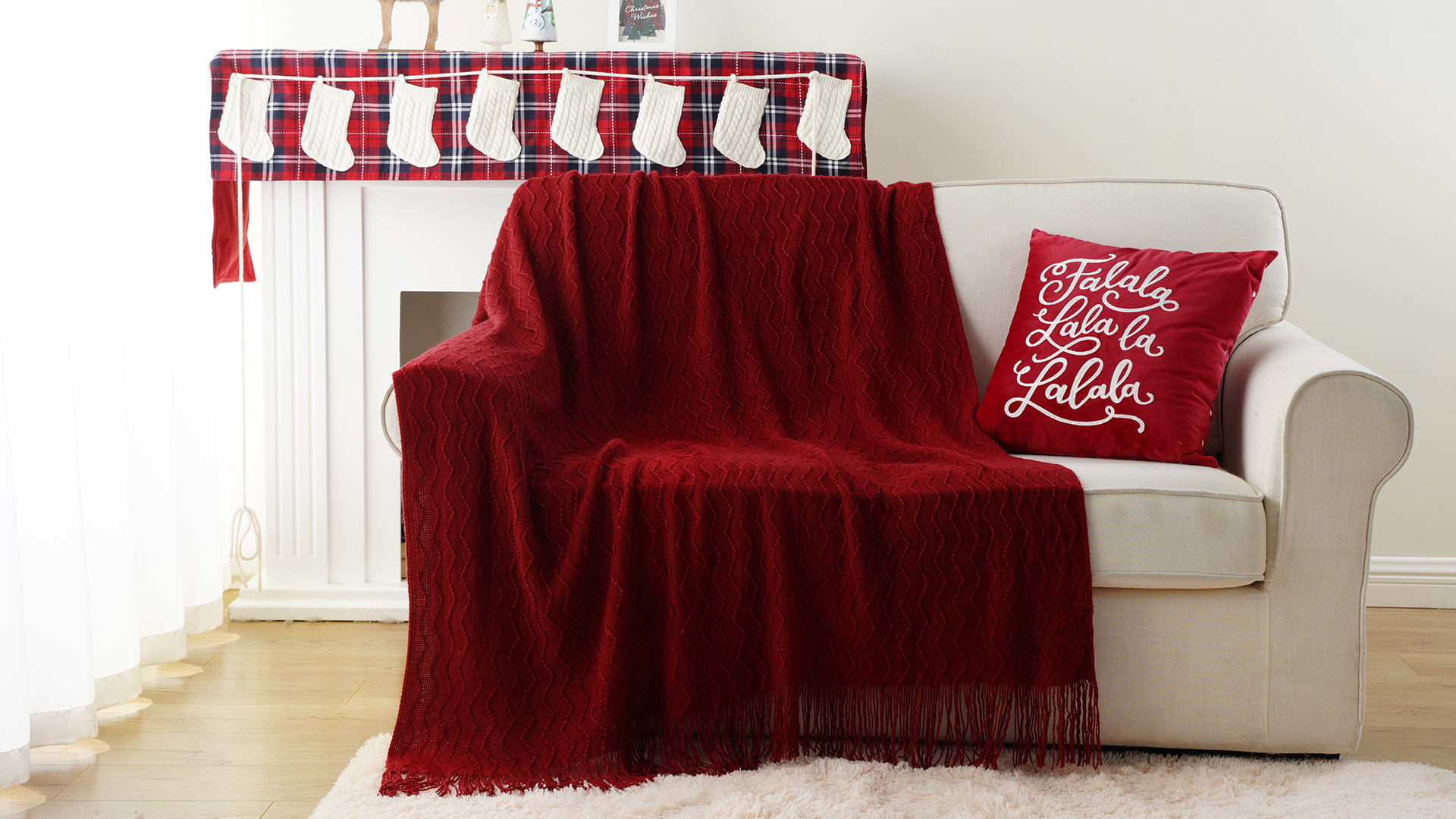 thumbnail video image 2 of Battilo Dark Red Blanket for Couch,Burgundy Knit Throw Blanket for Bedroom,Christmas Throw,50"x60", 2 of 9