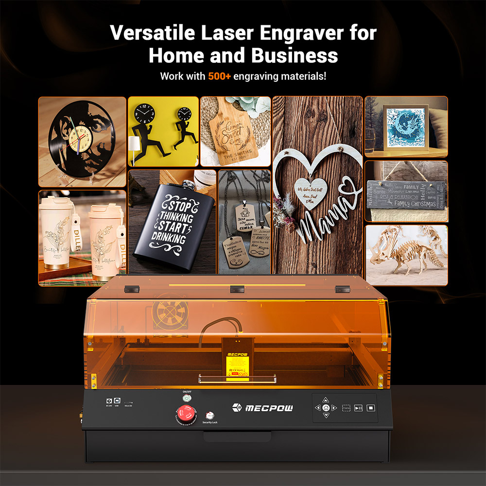 thumbnail video image 2 of Mecpow X4 Pro Laser Engraver, 40W High Accuracy Air Assist, 30000 mm/min, 15.75" × 15.67" Working Area, Camera & Led Lights, Enclosed Cutter for Acrylic Wood, 2 of 15