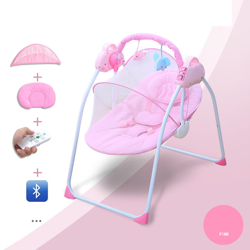 thumbnail video image 2 of HDUTNGISN Pink Electric Baby Swing for Newborns,Motorized with Bluetooth Music & Remote Control, 2 of 11