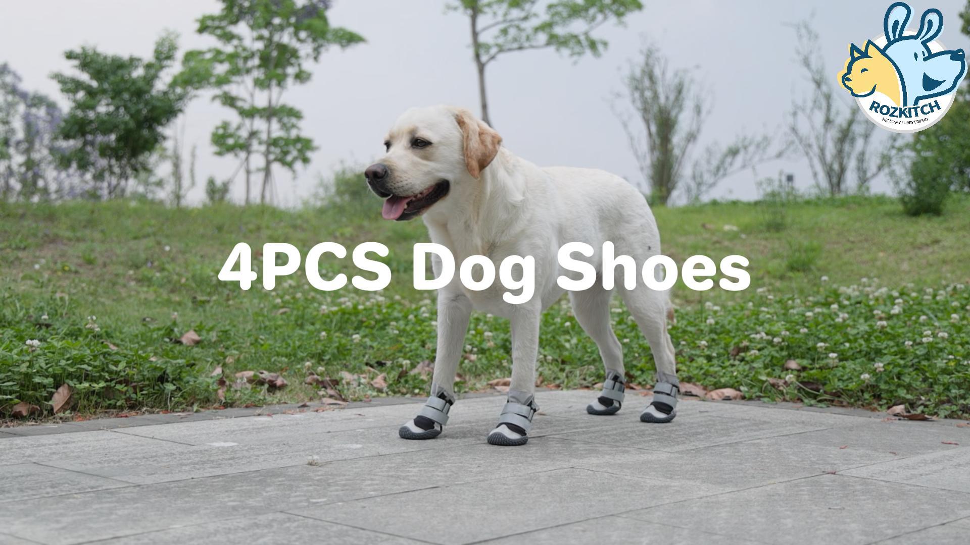 thumbnail video image 2 of ROZKITCH Dog Shoes for Medium Dogs,Anti-Slip Dog Boots & Paw Protectors for Hardwood Floors,Reflective Dog Booties for Hot Pavement Winter Snow Hiking,Pink,4PCS,Size 7, 2 of 9