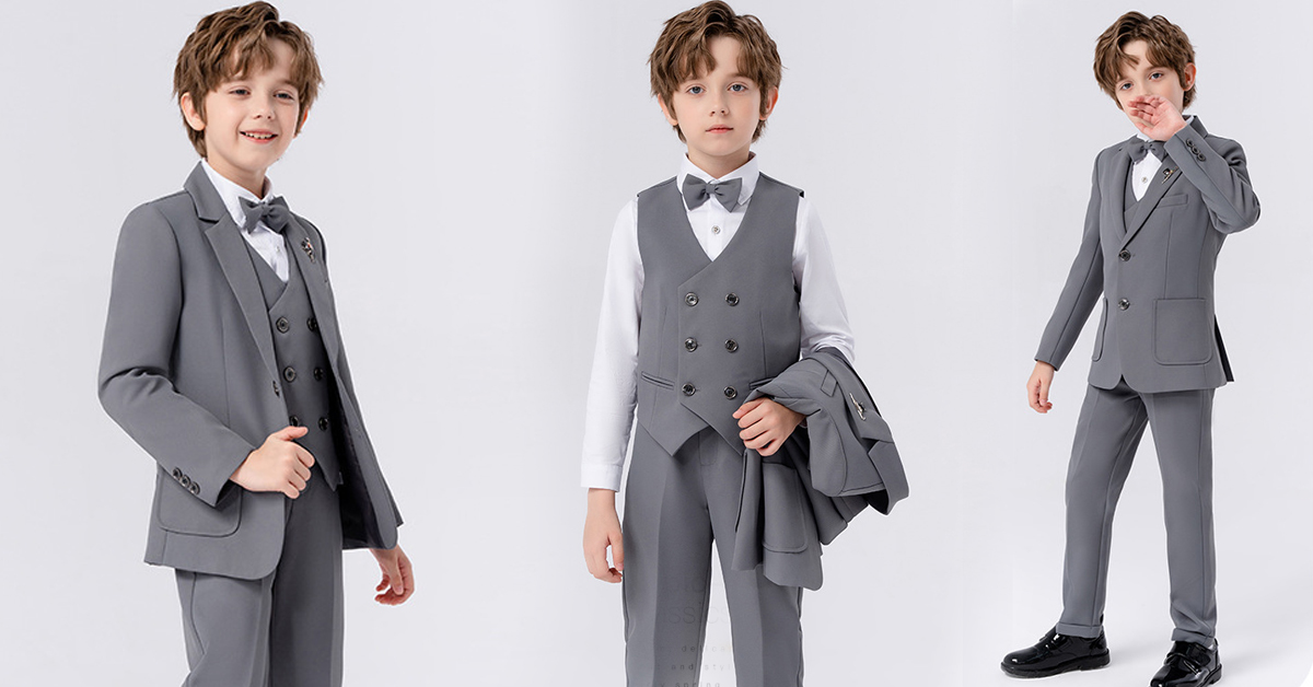 thumbnail video image 2 of 4 Piece Suit for Boy Slim Fit Suits Formal Wedding Suit Prom Dress Suits for Boy, 2 of 8