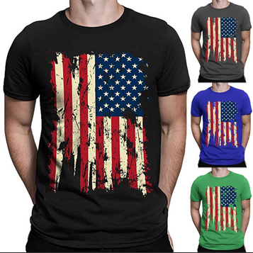 thumbnail video image 2 of Baqcunre Tshirts Shirts For Men Men'S Retro Casual Short Sleeve Men'S T Shirt Round Neck American Independence Day Print Polo Shirts For Men Tops For Men Green 4XL, 2 of 5