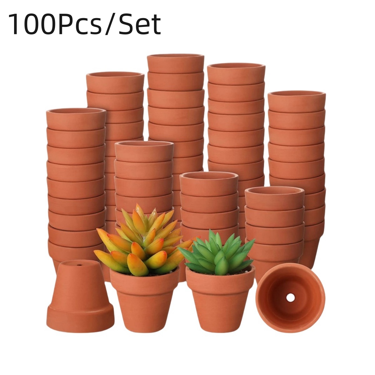 thumbnail video image 2 of 100pcs Small Mini 1.3" Terracotta Pot Clay Ceramic Pottery Planter, Cactus Flower Nursery Terra Cotta Pots, with Drainage Hole, for Indoor/Outdoor Succulent Plants, Crafts, Wedding Favor, 2 of 6