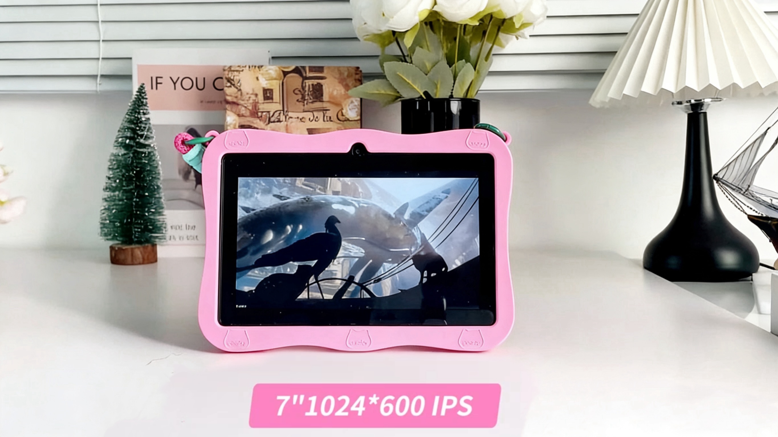 thumbnail video image 2 of QunyiCo Kids Tablet 7 inch,Android 13 Tablet for Kids 3-7,4GB RAM 32GB ROM,1024 * 600 IPS Touch Screen,Parental Control,Tablet with Protective Case,Blue, 2 of 9