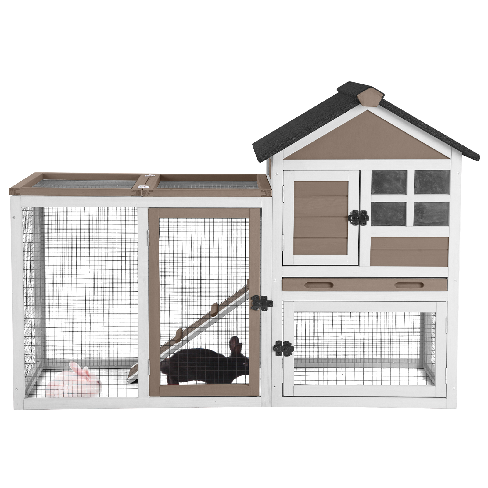 thumbnail video image 2 of MEDEHOORabbit Hutch Chicken Coop Expandable Indoor Bunny Cage Outdoor Guinea Pig Cage with Run 51.6" L, 2 of 6