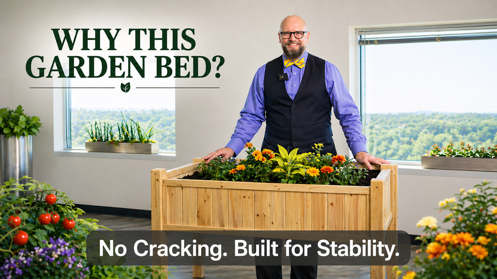 thumbnail video image 2 of Timber Valley Elevated Cedar Raised Garden Bed, 48" x 24" x 32", Strong Mortise and Tenon Structure, Wooden Planter Box with Liner for Vegetables, Herbs & Flowers, 2 of 20