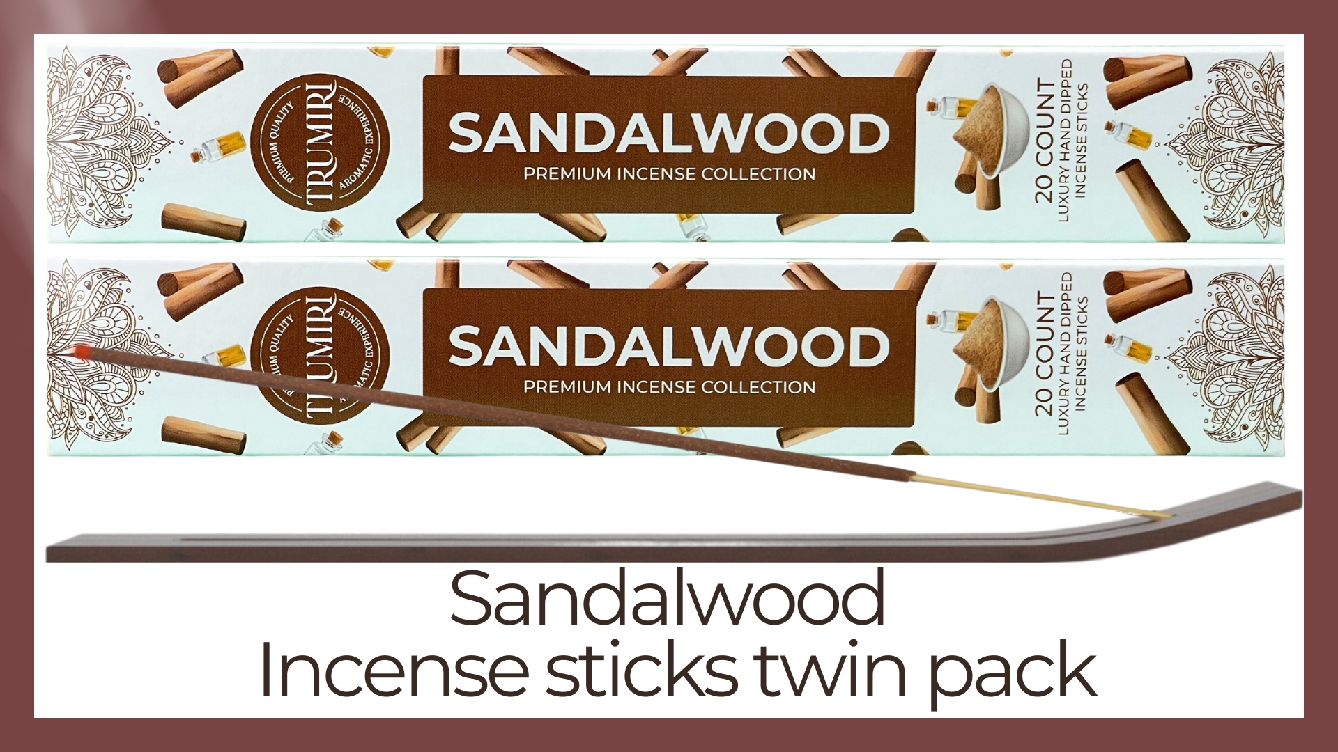 thumbnail video image 2 of Trumiri Incense Sticks - Total 40 Sandalwood Insence-Sticks - Dual Pack of 20 Insenses - Insents - Incents - Inscense - Incence - Incienso - All Natural Incense Sticks, 2 of 10