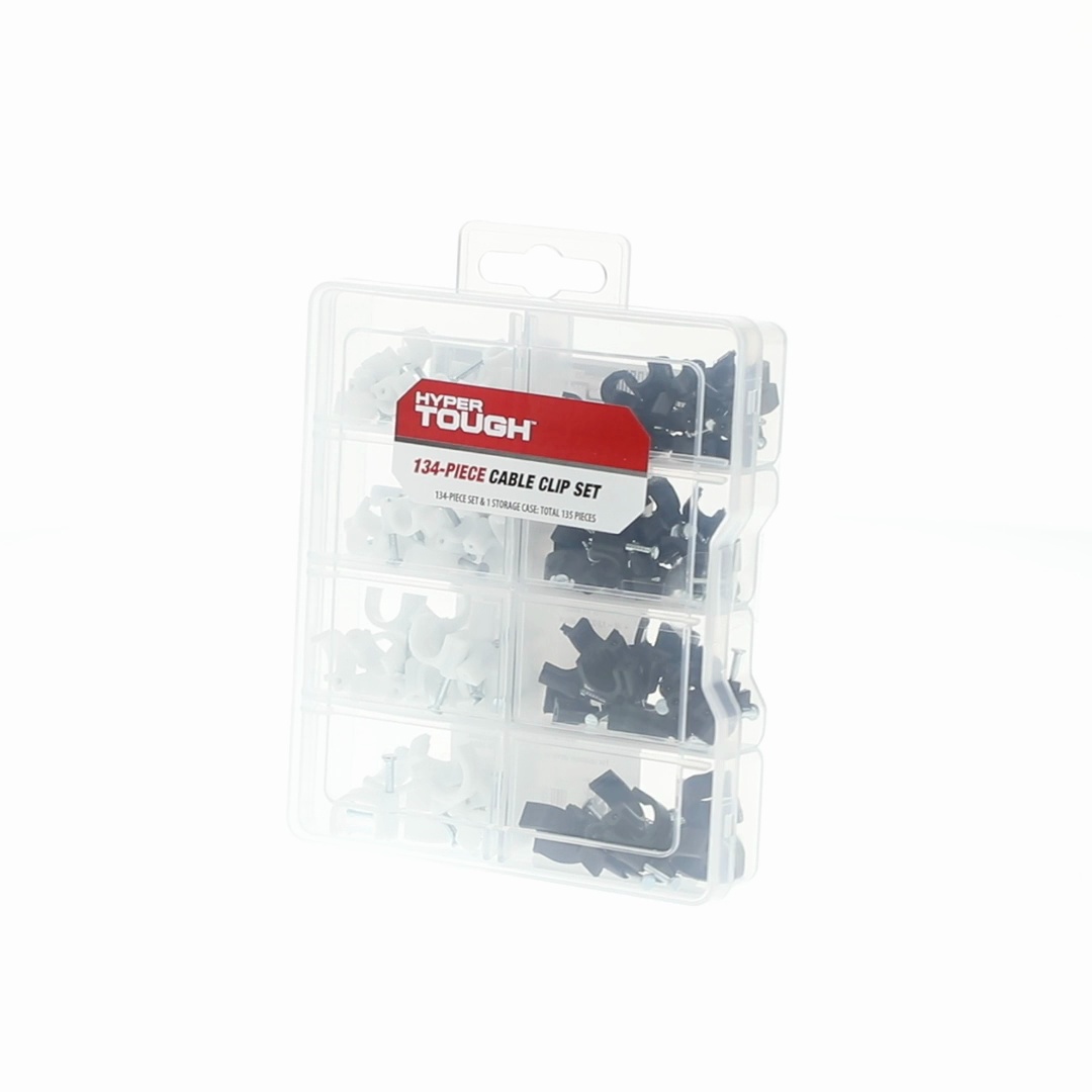 Hyper Tough Cable Clip Set 134 Pieces for Wall and Floor Cord
