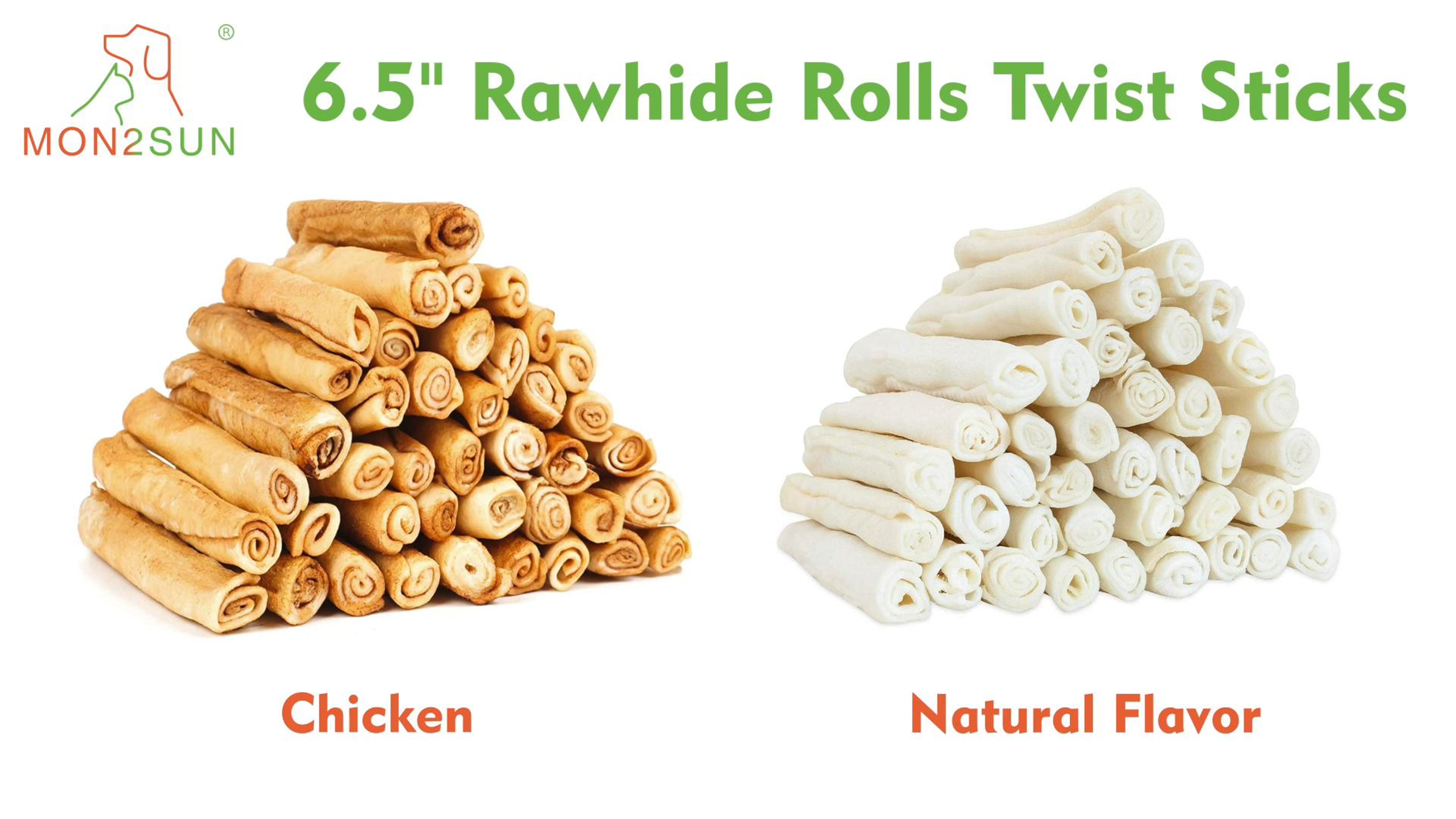 thumbnail video image 2 of MON2SUN Rawhide Roll Sticks Chicken Flavor Small Dog Treats, 22.58 oz (40 Count), 2 of 8