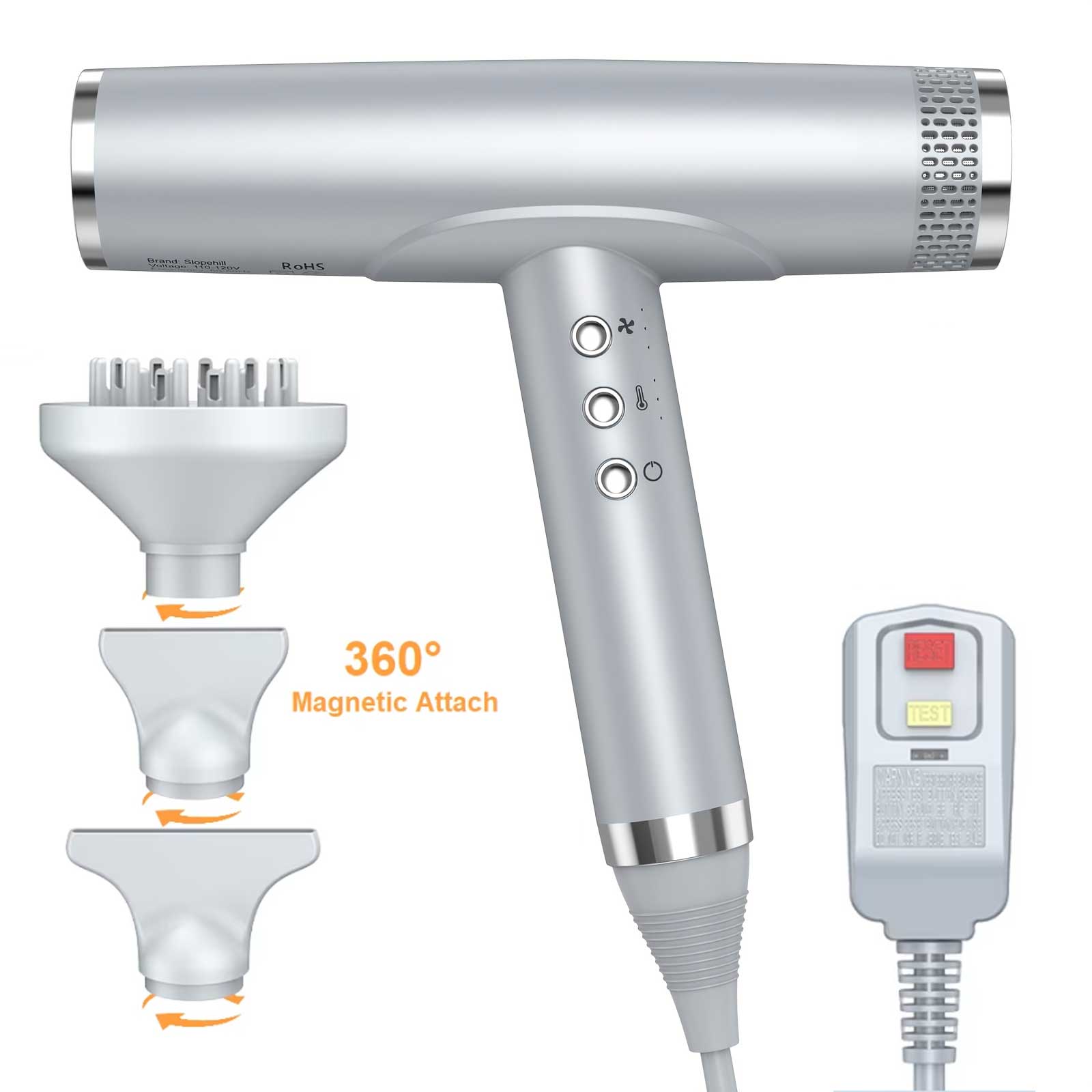 thumbnail video image 2 of Hair Dryer, Professional Ionic Hairdryer, High-Speed Blow Dryer for Fast Drying, Home & Salon & Travel, Low Noise, Lightweight Compact Ceramic Blowdryer, 2 of 10