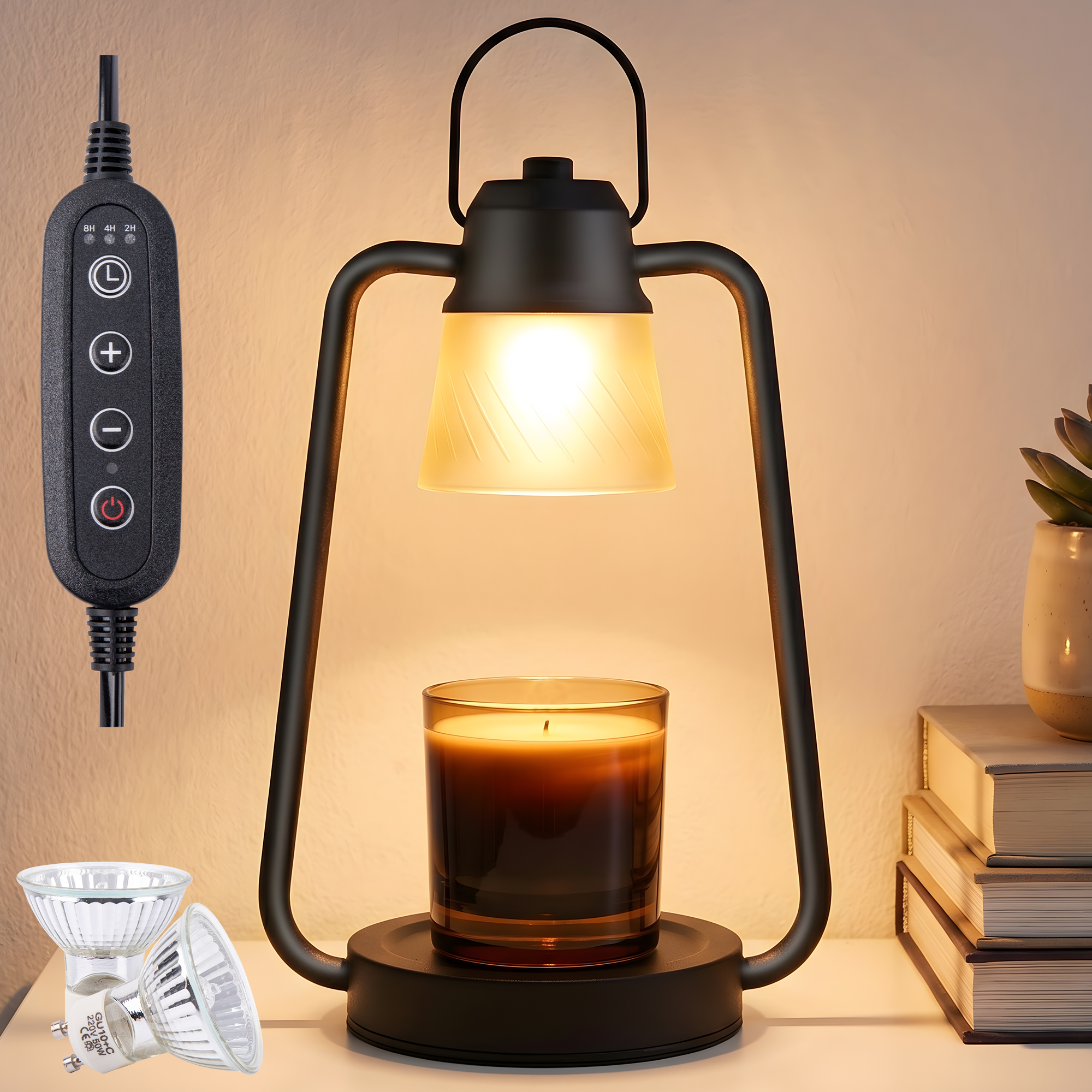 thumbnail video image 2 of Candle Warmer Lamp with Timer and Dimmer, Electric Wax Melt Warmer for Jar Candles, Adjustable Height Dimmable Candle Lamp, Flameless Home Decor Gift for Bedroom Living Room Office, 2 of 10