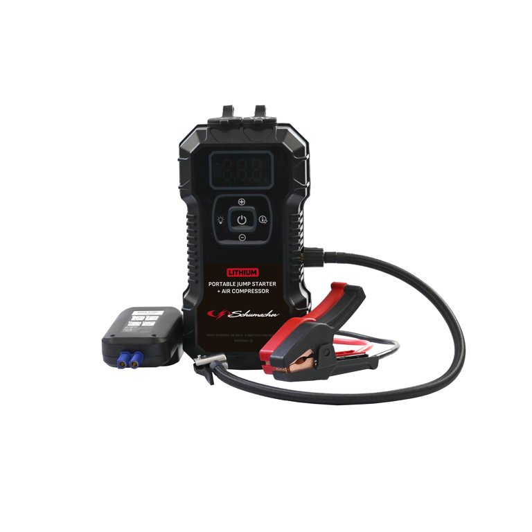 Schumacher Electric 1800A Lithium Car Battery Jump Starter & Power Pack/Jump Box, Air Compressor, USB, 12V Sport, Auto & Marine Batteries, SL1686 - Walmart.com Schumacher Electric 1800A Lithium Car Battery Jump Starter & Power Pack/Jump Box, Air Compressor, USB, 12V Sport, Auto & Marine Batteries, SL1686 - Walmart.com