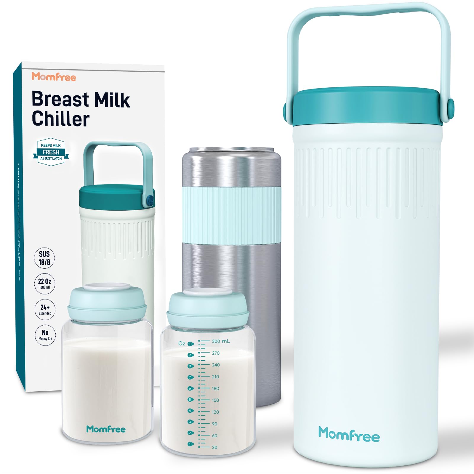 thumbnail video image 2 of Momfree 22oz Portable Breast Milk Cooler for Breastmilk Storage, Liquid Gold Saver 360° Cooling Keeps Milk Fresh for 24 Hours, Larger Capacity Breastmilk Chiller with 2pcs Bottles for Outdoor, 2 of 10