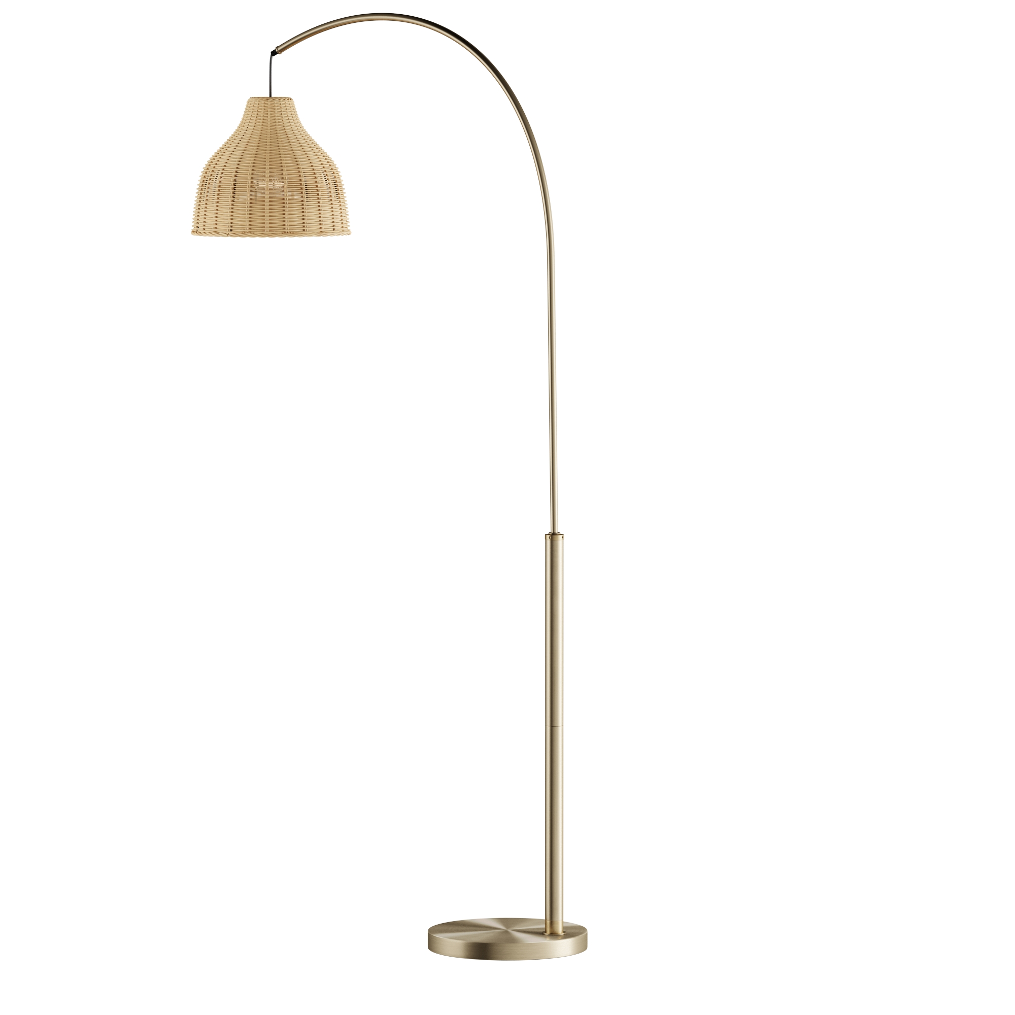AloaDecor Lighting 1-Light Antique Brass Gold Arc Floor Lamp with  Hand-woven Bamboo Shade in the Floor Lamps department at