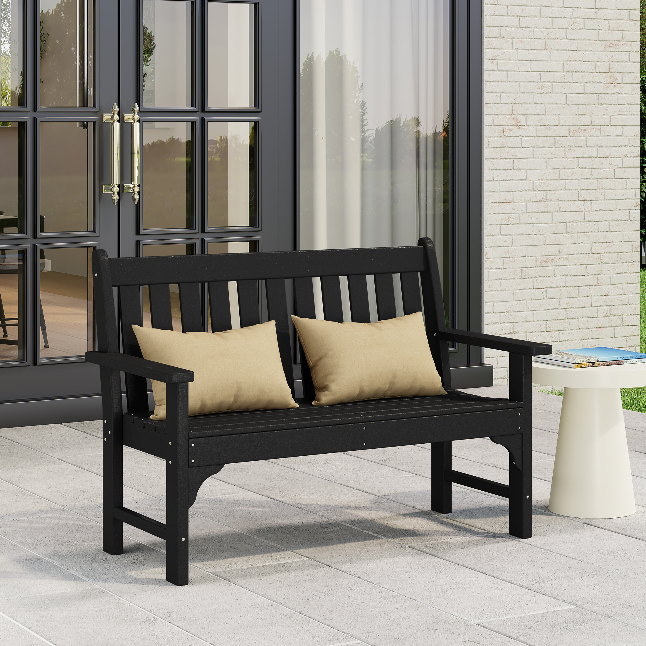 thumbnail video image 2 of WestinTrends Malibu Outdoor 2-Person All-Weather HDPE Front Porch Garden Bench, Gray, 2 of 17