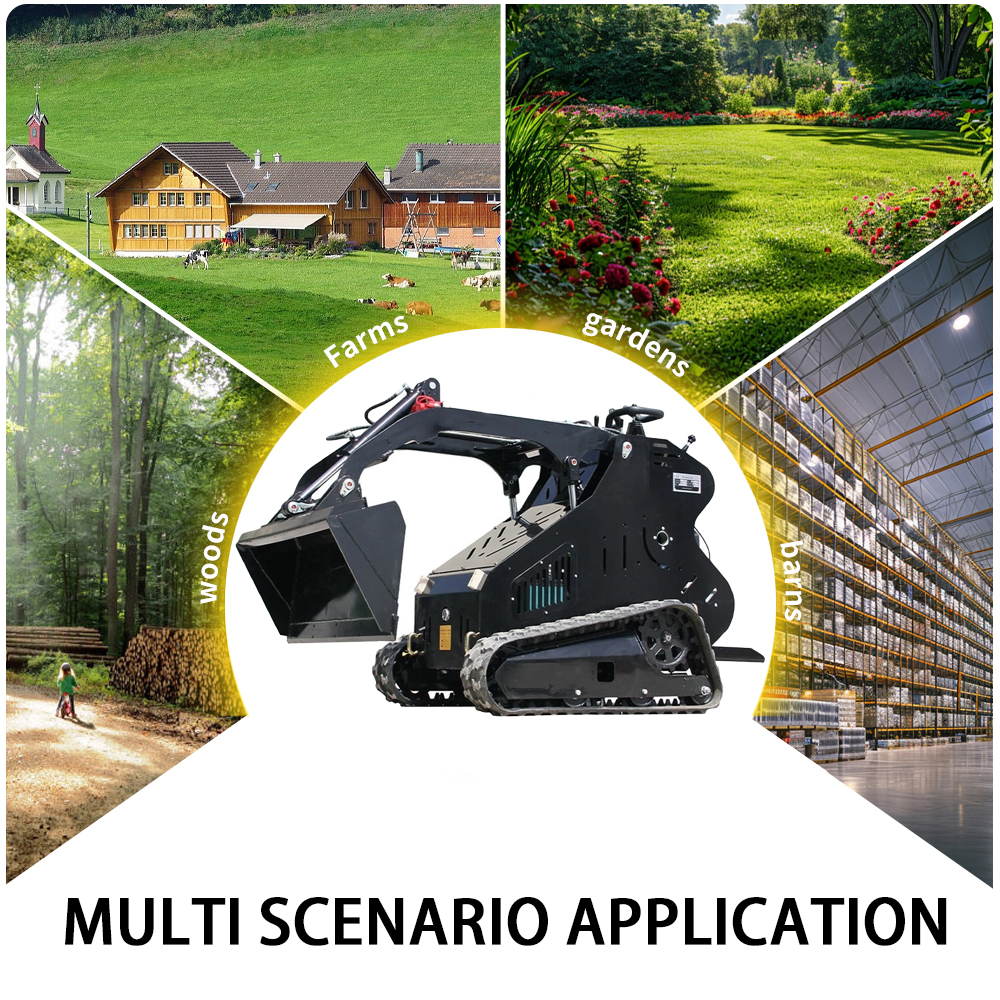 thumbnail video image 2 of MachPro Crawler 14 HP Double Cooling Mini Skid Steer Loader With Rato Engine, Match Attachments, Pallet Forks, Track Loader for Construction, Farm, 2 of 8