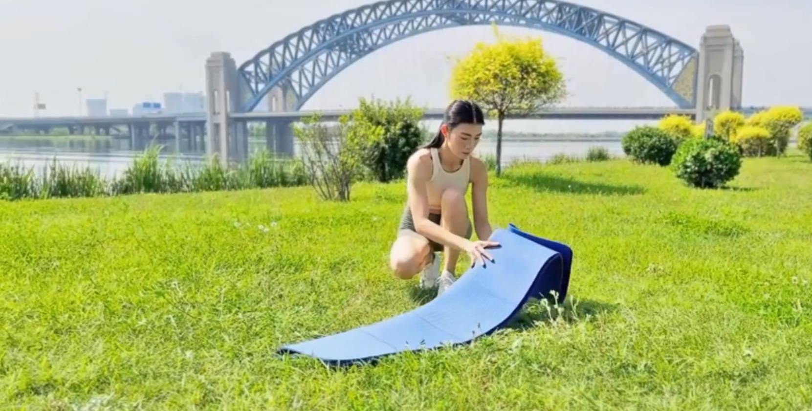 thumbnail video image 2 of PROIRON Foldable Travel Yoga Mat 0.16" PVC, Folding Exercise Mat Non Slip for Yoga Pilates Camping Outdoors, Lightweight Packable, Turquoise, 2 of 8