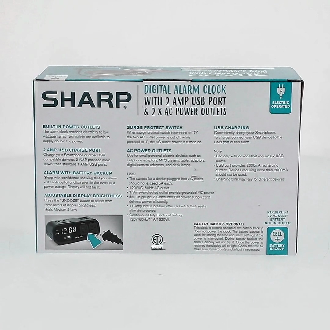 SHARP Digital Sveglia facile da leggere con porta di Italia