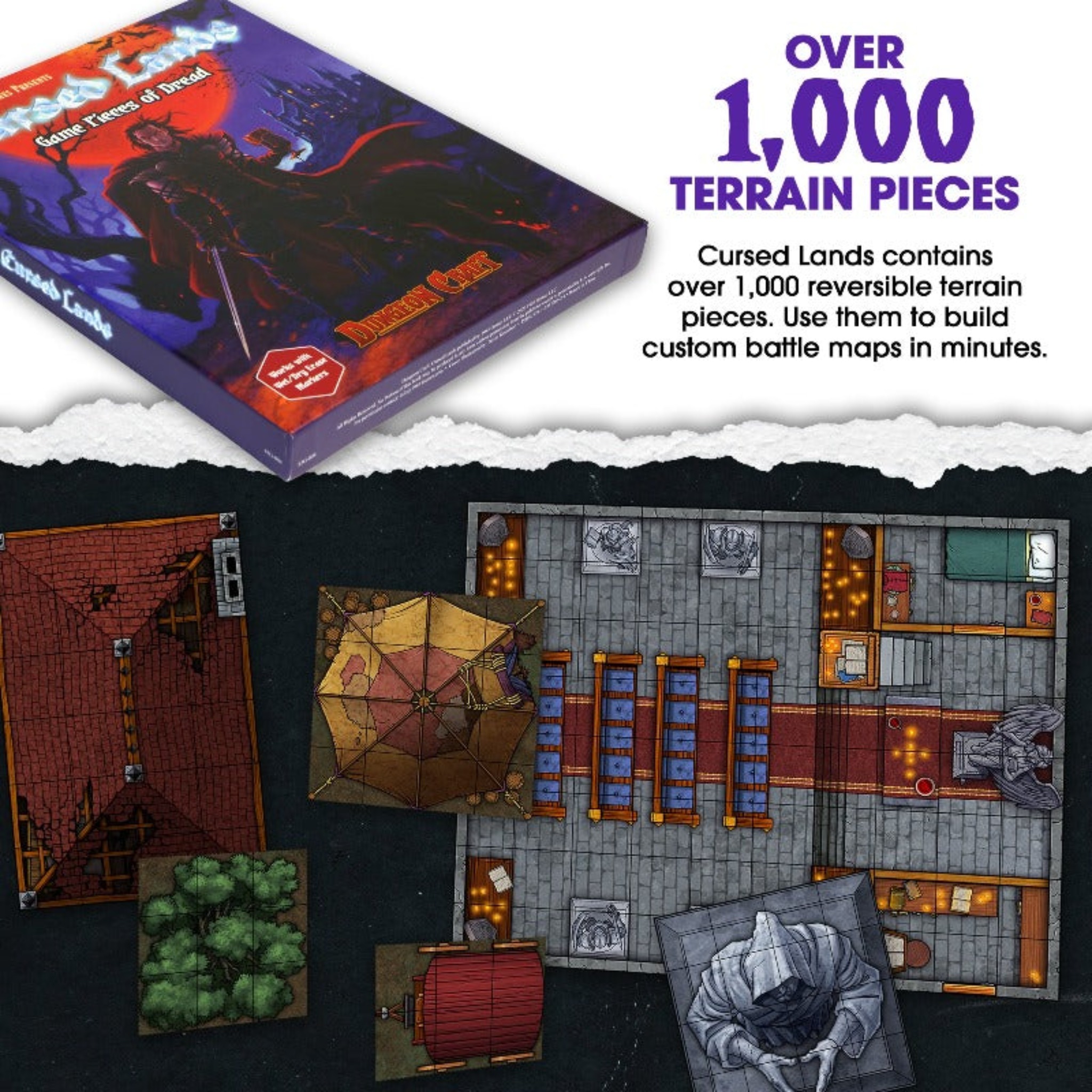 thumbnail video image 2 of Dungeon Craft Cursed Lands Terrain Tiles for Wargaming, 2 of 8