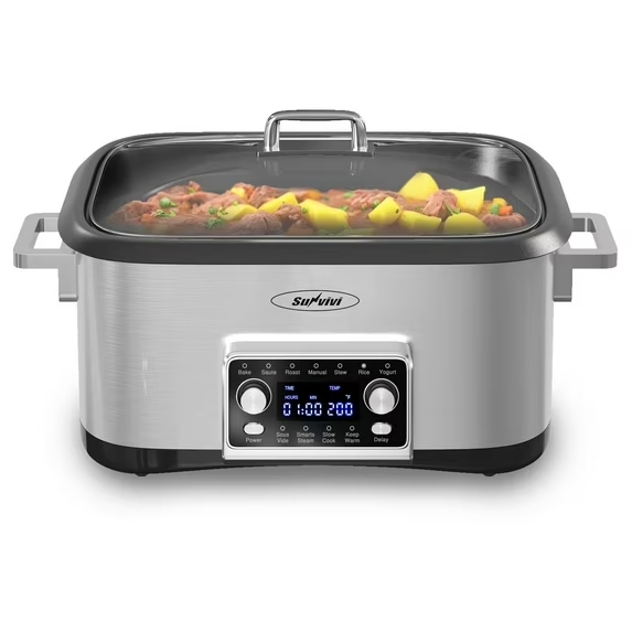 thumbnail video image 2 of SUNVIVI Programmable 8 Quart Slow Cooker, Stainless Steel, 2 of 8