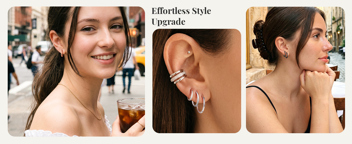 thumbnail video image 2 of Silvora Rose Gold Plated Huggie Hoop Earrings for Women Small Hoop Earrings, Hypoallergenic Simple Cartilage Earrings Jewelry Gifts for Mom Mothers Day 16mm, 2 of 8