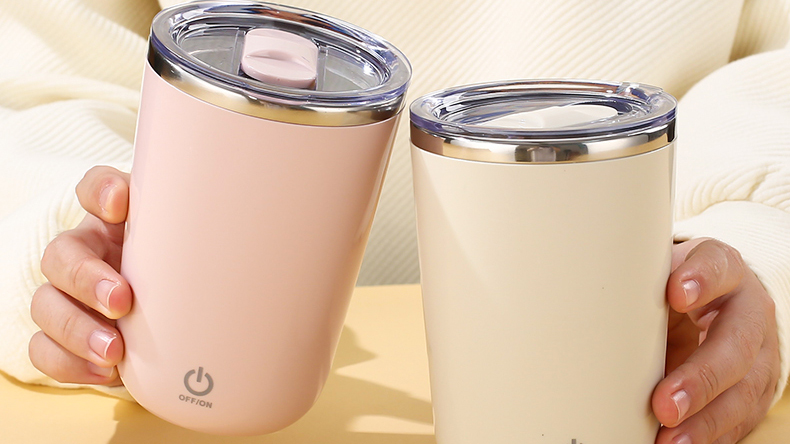 thumbnail video image 2 of DaaSiGwaa Rechargeable Self Stirring Mug One-Piece Cup Body Magnetic Auto Cup 11.8oz, 2 of 7