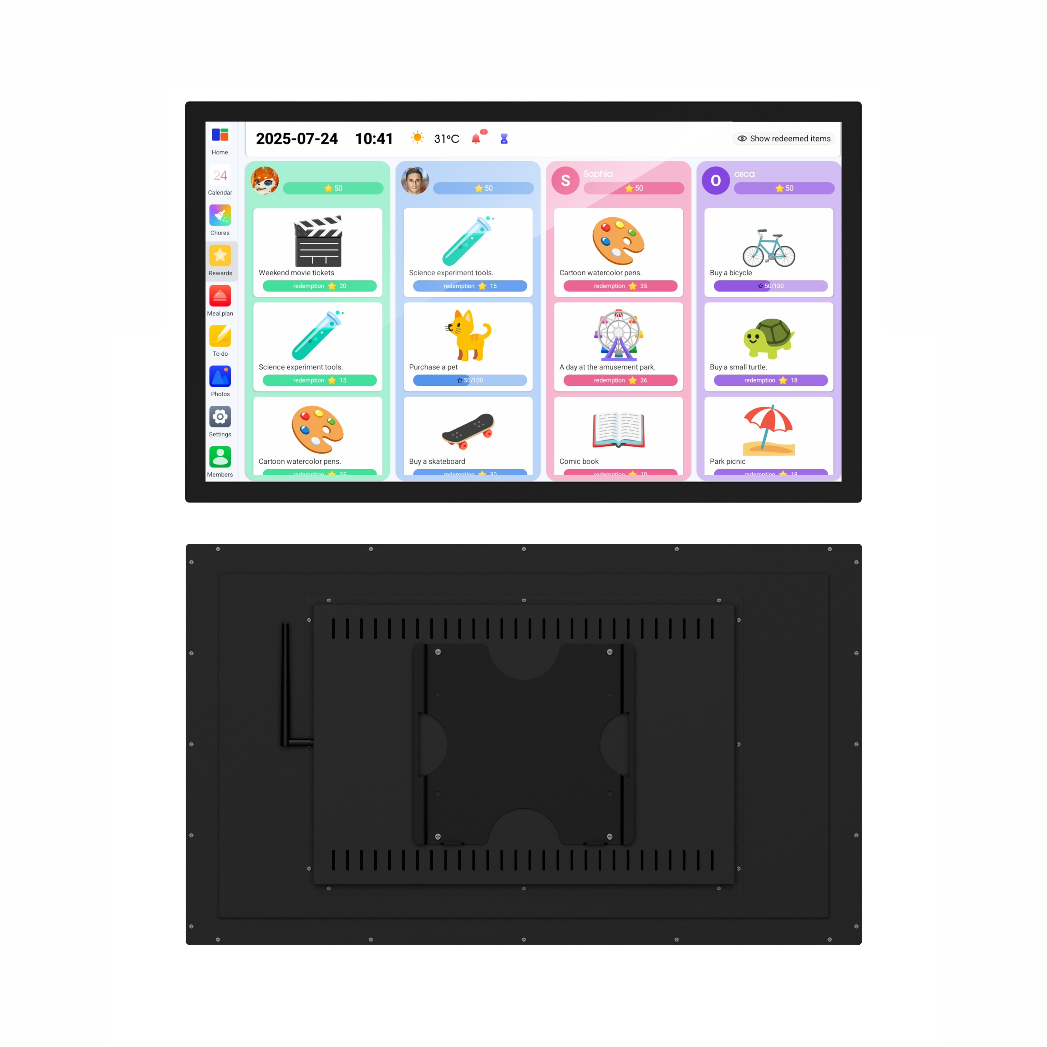 thumbnail video image 2 of WETS 32-inch Wall Planner Digital Calendar & Chore Chart, Smart Touchscreen Interactive Display for Family Schedules – Wall Mount Included, Great for Organizing Your 2026 Calendar, 2 of 11