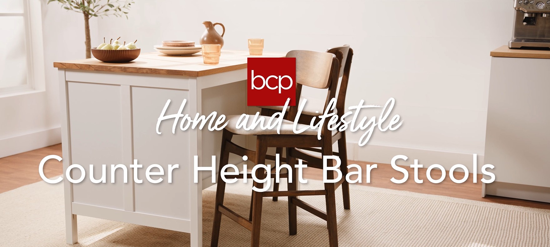 thumbnail video image 2 of Best Choice Products 2-Piece Farmhouse Counter Height Bar Stool Set w/ Cushioned Seat, Wooden Backrest  Walnut/Charcoal, 2 of 10