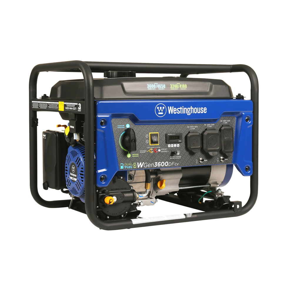 Westinghouse 4650 Watt Dual Fuel Portable Generator, Remote Electric Start, RV Ready Outlet with Co Sensor