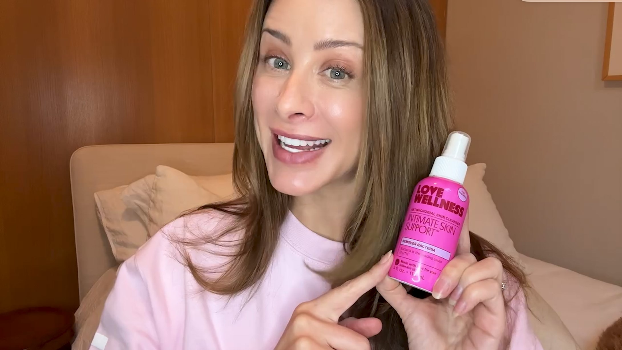 thumbnail video image 2 of Love Wellness Intimate Skin Support Spray, Antimicrobial Feminine Cleanser, 4 fl oz, 2 of 9