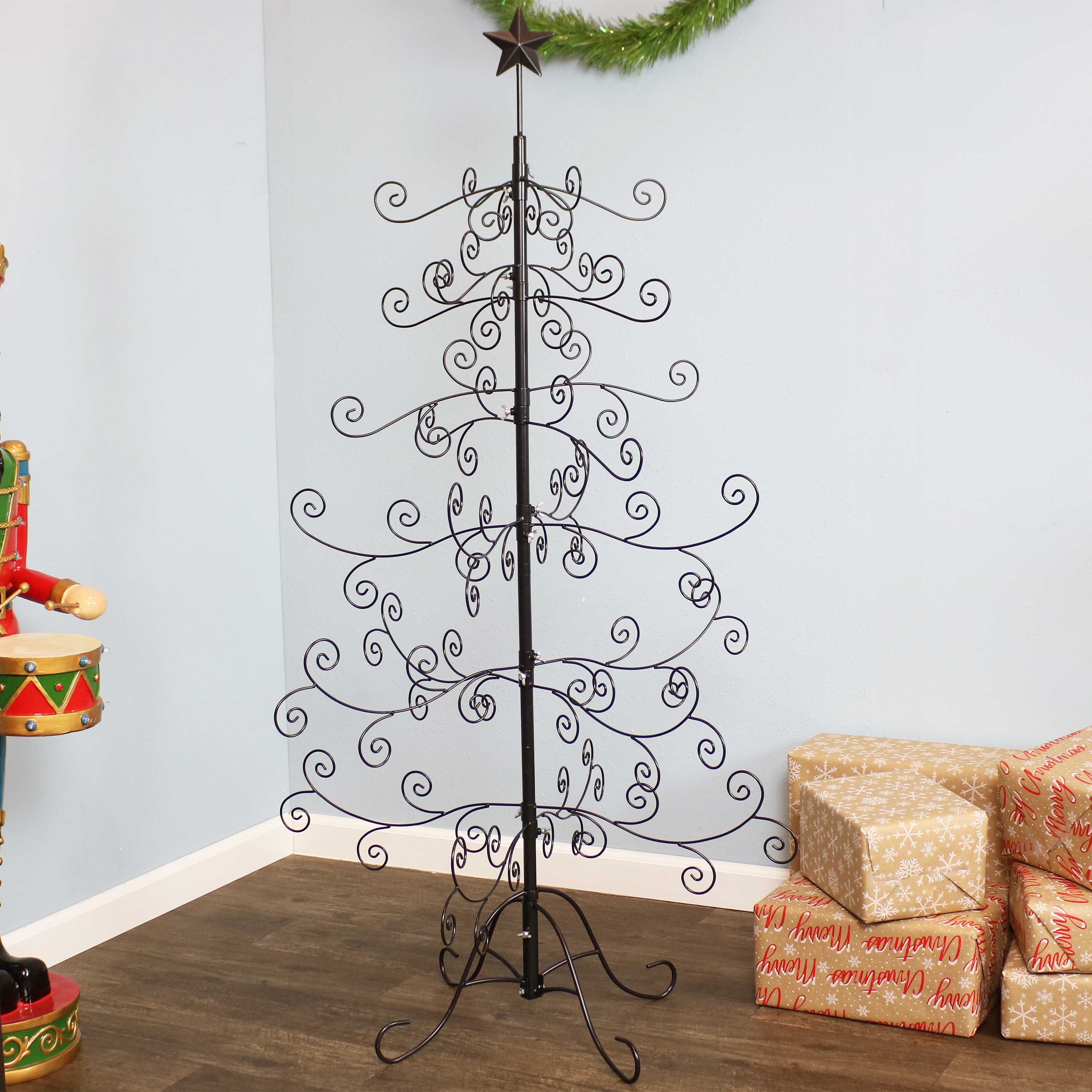 thumbnail video image 2 of Sunnydaze Noelle Christmas Tree Ornament Display with Hooks 5 ft, Black, 2 of 14
