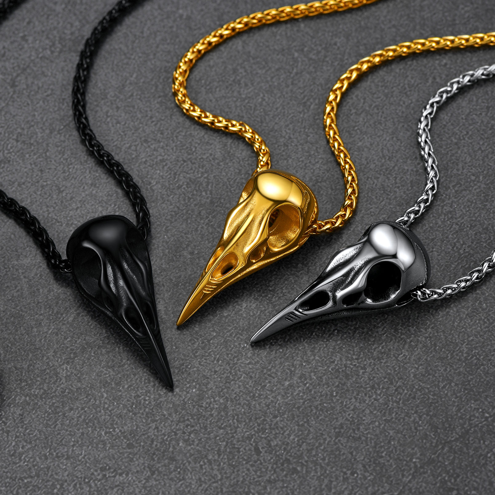 thumbnail video image 2 of FaithHeart Viking Raven Skull Necklace for Men Women Stainless Steel Gothic Crow Pendant Vintage Norse Jewelry Gift for Boyfriend Husband Birthday Christmas, 2 of 10