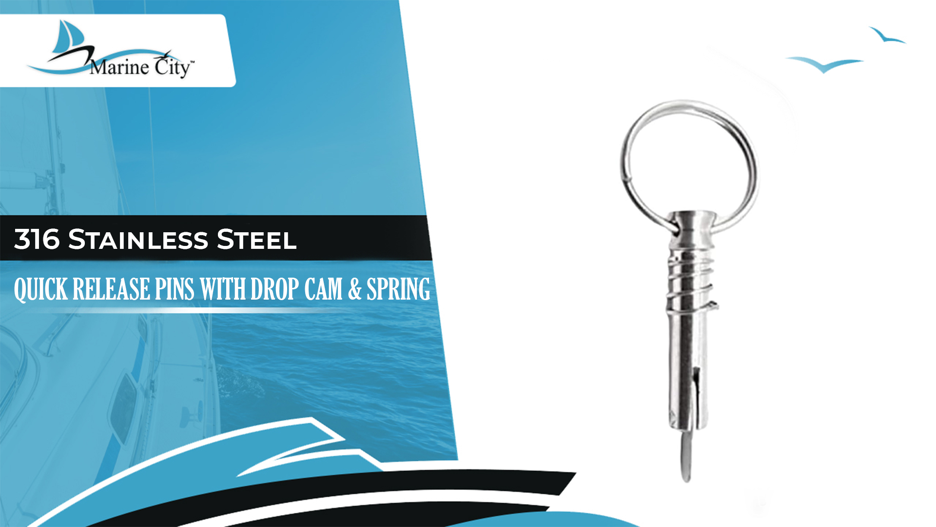 thumbnail video image 2 of MARINE CITY Quick Release Pin with Drop Cam and Spring, 316 Stainless Steel, 1/4" x 1" Grip, Corrosion-Resistant, for Boat Bimini Top Deck Hinge, Marines, Yachts, Kayaks Pack of 2, 2 of 9