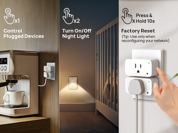 thumbnail video image 2 of Linkind Matter Smart Plug with LED Night Light, Work with Alexa, Apple Home, Google, Smart Outlet 15A/1800W, Dusk to Dawn, Plug in Wall, Timer&Schedule, ETL&FCC Certified, 2.4GHz Wi-Fi Only, 2 Pack, 2 of 11