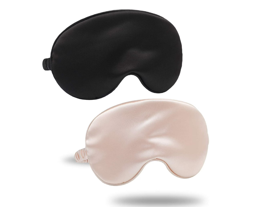 thumbnail video image 2 of 2 Pack Silk Eye Masks for Sleeping Blackout, Natural Mulberry Silk Sleep Masks, Organic Satin Sleeping Mask, Blindfold, Eyemask, Night Masks, Eye Covers, Eye Shades for Women Men, 2 of 7