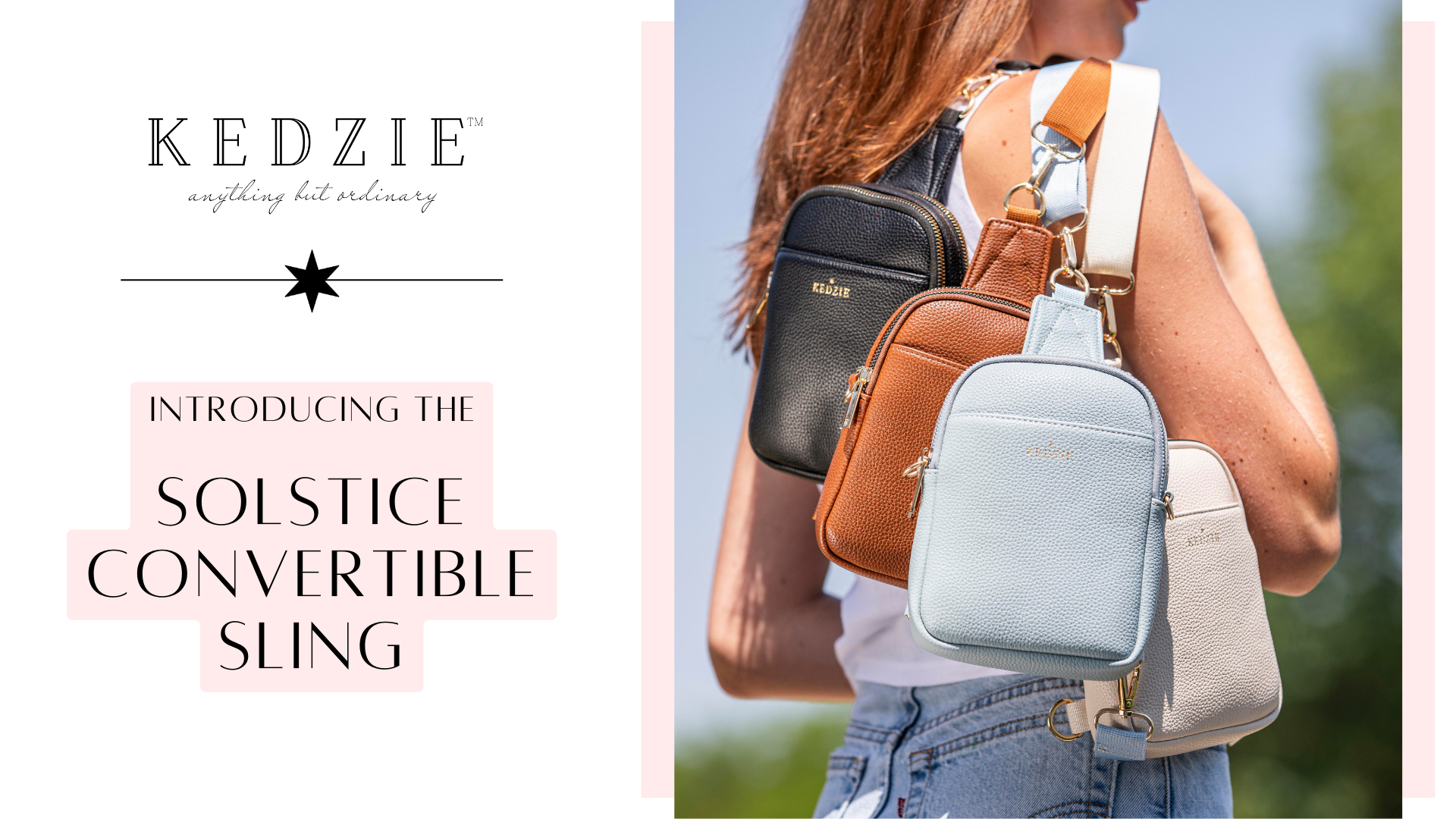 thumbnail video image 2 of Kedzie Solstice Convertible Sling Vegan Leather Crossbody Bag, Sky Blue (Women's), 2 of 11