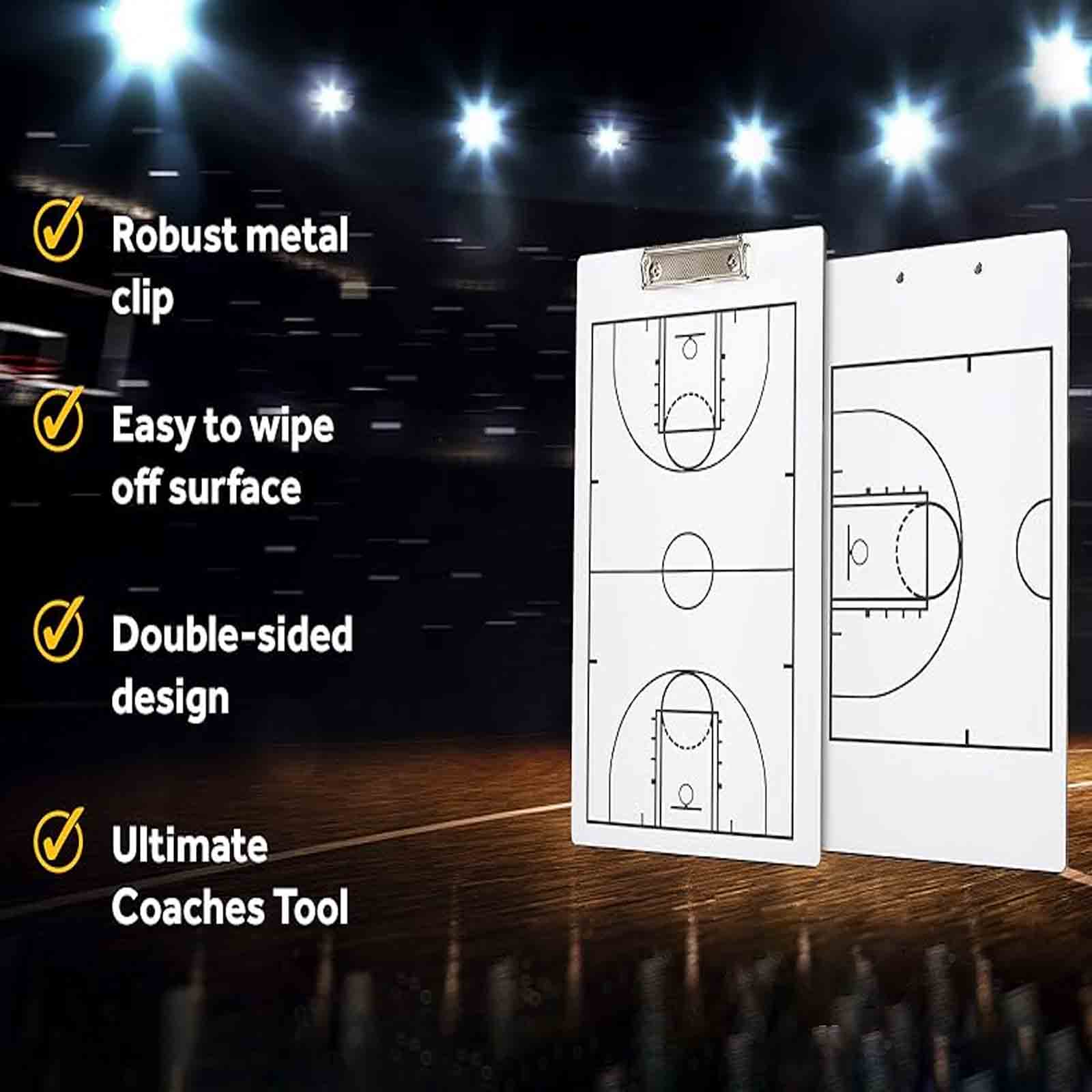 thumbnail video image 2 of Premium Basketball Coaches Clipboard,Double-Sided Dry Erase White Board with Pen, 2 of 7