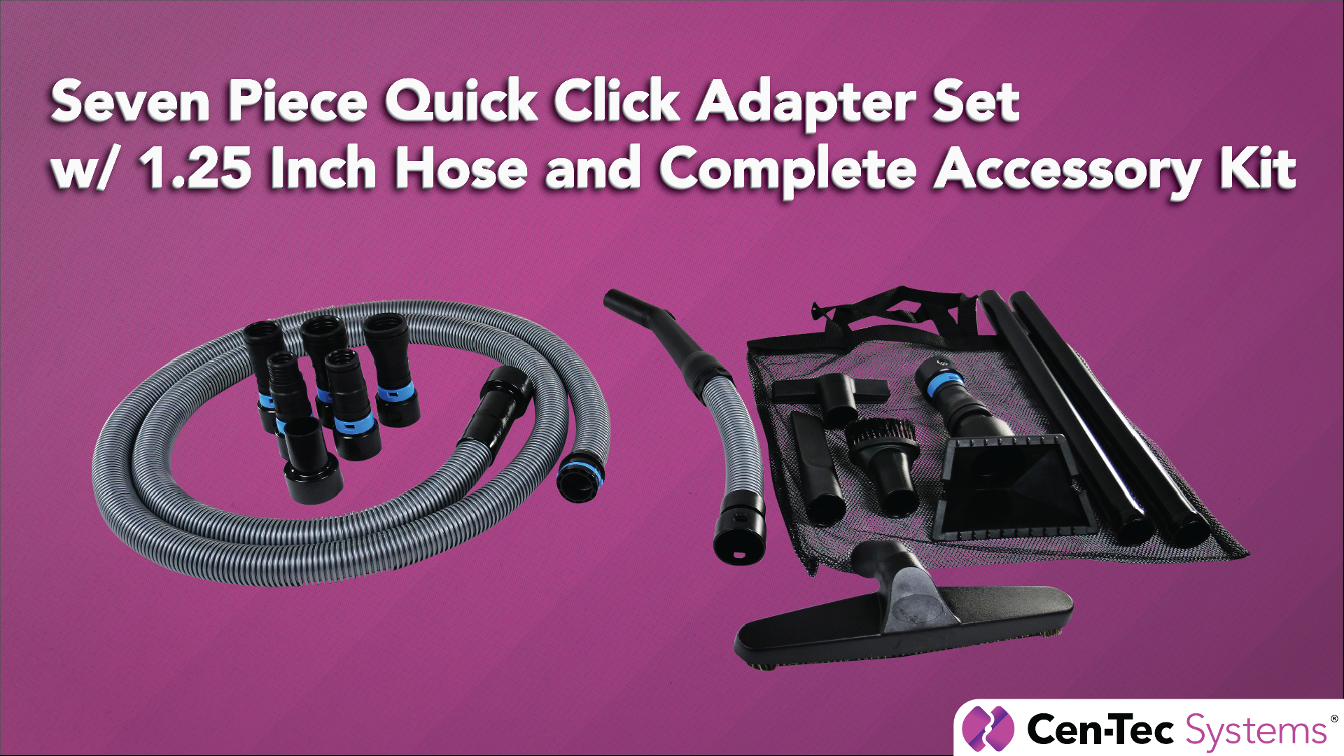 Seven Piece Quick Click Adapter Set with 1.25 Inch 30ft Hose and ...