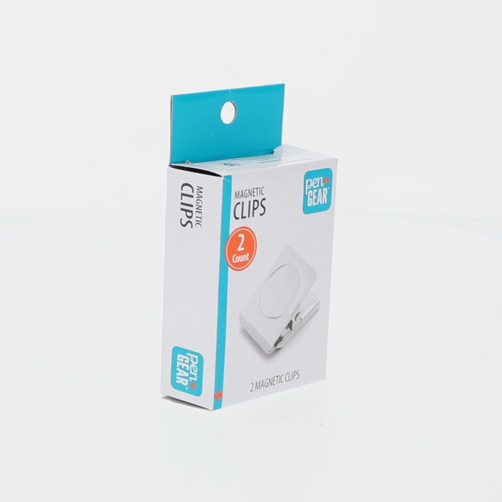 Pen+Gear Square Magnetic Clips, Silver, 2 Pack, Stainless Steel